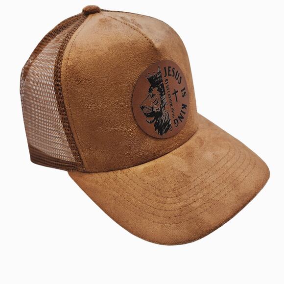 NWT Lion of Judah Faux Suede Snap Back Mesh Trucker Hat Cap - Picture 4 of 13